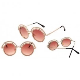 Goggle Ladies Fashion Sunglasses Inspired Round Metal Circle Polarized Sunglasses - Brown 1 - C518LCAD4QL $19.73