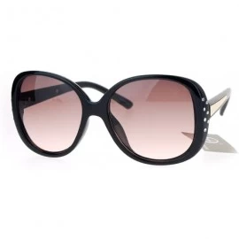 Butterfly Womens Rhinestone Studded Oversize Fashion Plastic Butterfly Sunglasses - Beige Smoke - CZ12O8LORA9 $23.52