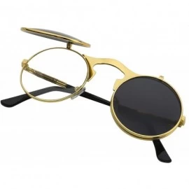 Sport Circle Flip Up Sunglasses Gothic Round Retro John Lennon Style Sun Glasses Steampunk Sunglasses - CA18RXQTDKN $10.17