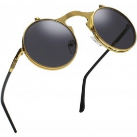 Sport Circle Flip Up Sunglasses Gothic Round Retro John Lennon Style Sun Glasses Steampunk Sunglasses - CA18RXQTDKN $10.17