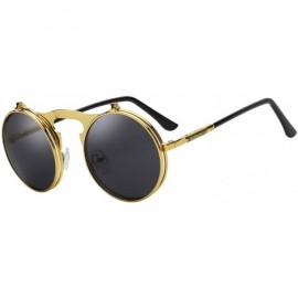 Sport Circle Flip Up Sunglasses Gothic Round Retro John Lennon Style Sun Glasses Steampunk Sunglasses - CA18RXQTDKN $10.17