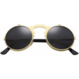 Sport Circle Flip Up Sunglasses Gothic Round Retro John Lennon Style Sun Glasses Steampunk Sunglasses - CA18RXQTDKN $10.17
