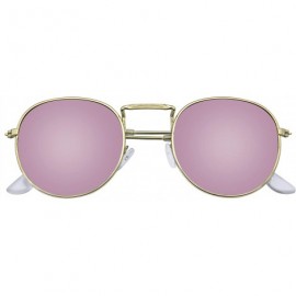Round Fashion Round Sunglasses Men Women's Vintage Retro Mirror Glasses - Pink - CX18TWCZYWE $22.70