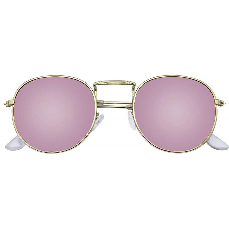 Round Fashion Round Sunglasses Men Women's Vintage Retro Mirror Glasses - Pink - CX18TWCZYWE $11.48