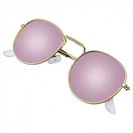 Round Fashion Round Sunglasses Men Women's Vintage Retro Mirror Glasses - Pink - CX18TWCZYWE $11.48