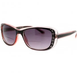 Rectangular Womens Bifocal Reading Lens Sunglasses Rhinestone Rectangular Frame - Pink - CH18IEW9ARR $20.31