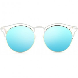 Oval Stylish Polarized Sunglasses 100% UV Protection For Women - E-white+blue - CT18EXTU4TM $20.95