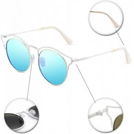 Oval Stylish Polarized Sunglasses 100% UV Protection For Women - E-white+blue - CT18EXTU4TM $20.95