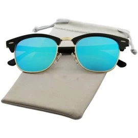 Oval Semi-Rimless Sunglasses Women Men Polarized Retro Eyeglasses - C2 Mattle Black - CU194OOU237 $14.35