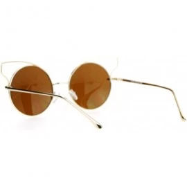 Round High Fashion Sunglasses Womens Wire Metal Round Cateye Shades - Gold - CX188AHU2CM $20.39