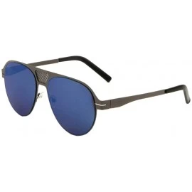 Aviator Frontal Dot Pattern Metal Cut Out Flat Modern Aviator Sunglasses - Blue Gunmetal - CU190IZCS3E $13.53