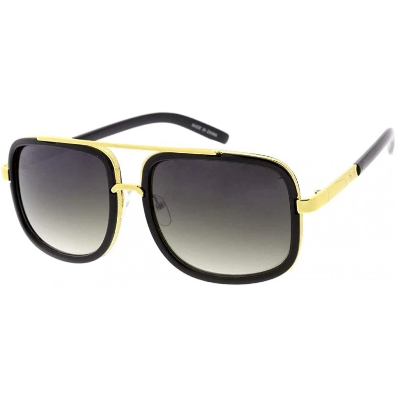Square Fashion Classic Bold Frame Rectangular Aviator M31 Sunglasses - Black - CF18ASA3S5S $12.59