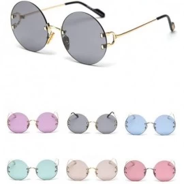 Rimless 2020 New Rimless Polarized Sunglasses Women Brand Design Vintage Round Candy Sun Glasses UV400 Goggles - Gray - CY194...