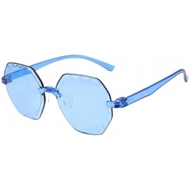 Round Aluminum Magnesium Frame Polarized Sunglasses Spring Temple Sun Glasses - Blue - C6199AN047R $20.49