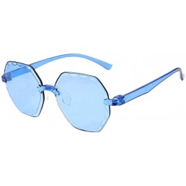Round Aluminum Magnesium Frame Polarized Sunglasses Spring Temple Sun Glasses - Blue - C6199AN047R $11.46