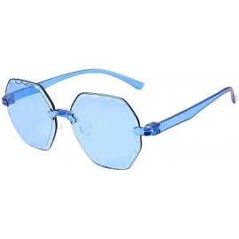 Round Aluminum Magnesium Frame Polarized Sunglasses Spring Temple Sun Glasses - Blue - C6199AN047R $11.46
