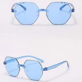 Round Aluminum Magnesium Frame Polarized Sunglasses Spring Temple Sun Glasses - Blue - C6199AN047R $11.46