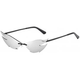 Rimless Rimless Narrow Frame Sunglasses Vintage Wing Punk Mirror Lens Small Face Sun Glasses for Female Male - CT199GSQ6GC $2...