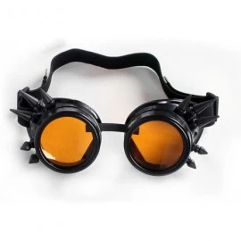 Goggle Rave Glasses Steampunk Vintage Goggles Retro Cosplay Halloween Spiked - Frame+orange Lenses - C318HA08C2N $8.83
