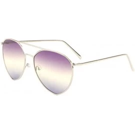 Aviator Triple Oceanic Color Flat Thin Rim Modern Round Aviator Sunglasses - Purple Blue - CH190EUGMI3 $15.90