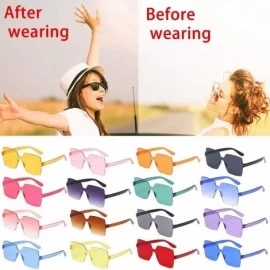 Square Oversized Square Candy Colors Glasses Rimless Frame Unisex Sunglasses - P - CI195NH9RY7 $9.02