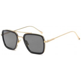 Square Ksone Retro Aviator Sunglasses Men Women Square Gold Metal Frame Aviation Tony Stark Vintage Sunglasses - 5 - CW18SW8Z...