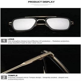 Square Ksone Retro Aviator Sunglasses Men Women Square Gold Metal Frame Aviation Tony Stark Vintage Sunglasses - 5 - CW18SW8Z...