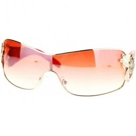 Rimless Womens Coy Metal Jewel Designer Fashion Shield Warp Sunglasses - Red - CL11N3BS83B $12.81