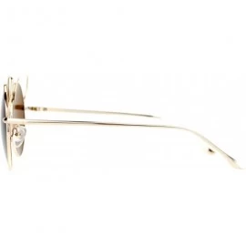 Round High Fashion Sunglasses Womens Wire Metal Round Cateye Shades - Gold - CX188AHU2CM $20.39