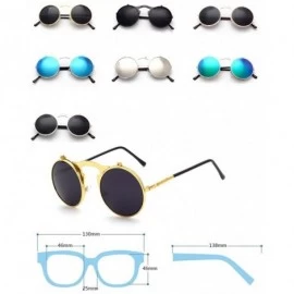 Round Red Peony Retro Vintage Round Flip Sunglasses punkSunglasses for Men and Women - White Reflective - CC18DX954KD $10.81