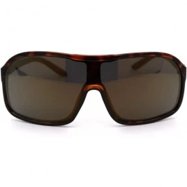 Oversized Mens 80s Oversize Shield Plastic Biker Style Sunglasses - Tortoise Gold Mirror - CW18XGZ4KDH $8.60
