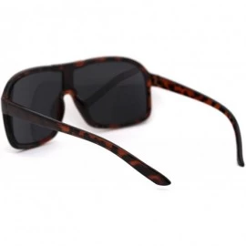 Oversized Mens 80s Oversize Shield Plastic Biker Style Sunglasses - Tortoise Gold Mirror - CW18XGZ4KDH $8.60
