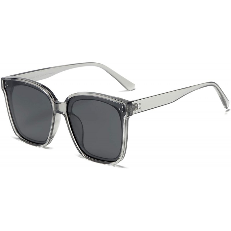 Oversized Oversized Square Polarized Sunglasses For Women With Rivets Retro Vintage UV Protection - CP1985LXL3H $13.63