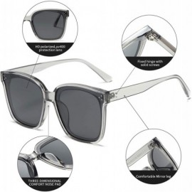 Oversized Oversized Square Polarized Sunglasses For Women With Rivets Retro Vintage UV Protection - CP1985LXL3H $13.63