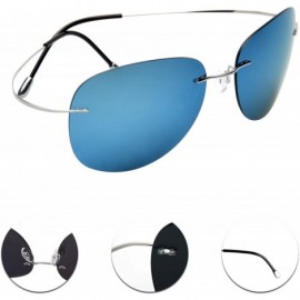 Aviator Designer Classic Titanium Men Women Polarized Aviator Sunglasses LSP8016T - Silver Leg Sky Blue Lenses - CT12N35B7Z9 ...
