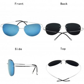 Aviator Designer Classic Titanium Men Women Polarized Aviator Sunglasses LSP8016T - Silver Leg Sky Blue Lenses - CT12N35B7Z9 ...
