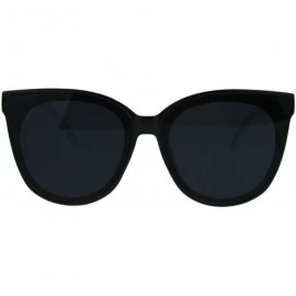 Rectangular Womens Minimal Horned Simple Plastic Boyfriend Style Sunglasses - Black White Black - CR186C282GW $8.96