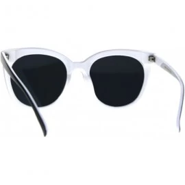 Rectangular Womens Minimal Horned Simple Plastic Boyfriend Style Sunglasses - Black White Black - CR186C282GW $8.96