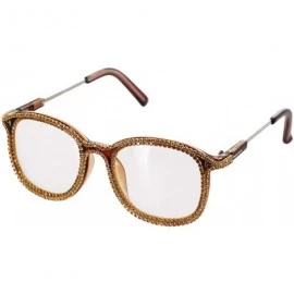 Oversized Oversized Rhinestone Aviator Sunglasses for Women Diamond Shades - Brown Frame/Gold Rhinestone - C118XS00K30 $31.29