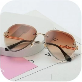 Oversized RimlSunglasses Women Fashion Sun Glasses Metal Farme Gradient Shades Cutting Lens FaGoggles UV400 - Brown - CJ18ZIG...