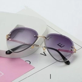 Oversized RimlSunglasses Women Fashion Sun Glasses Metal Farme Gradient Shades Cutting Lens FaGoggles UV400 - Brown - CJ18ZIG...