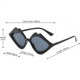 Oversized Fashion Lips Frame Oversized Plastic Lenses Sunglasses for Women UV400 - Black Gray - CE18N780KZH $19.37