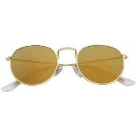 Oval Men Women Vintage Small Oval Metal Frame Sunglasses Mirrored Lens Shades - Gold-red - CT18IGTYKW5 $13.14