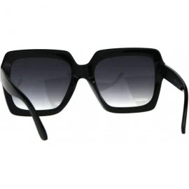 Oversized Thick Plastic Rectangular Large Butterfly Sunglasses - Shiny Black Smoke - CB1808I0RCT $10.34