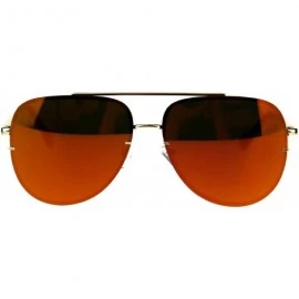 Rectangular Mens Rimless Mirror Lens Officer Cop Metal Sunglasses - Gold Orange - C718CIASOED $15.92