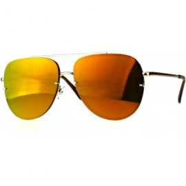 Rectangular Mens Rimless Mirror Lens Officer Cop Metal Sunglasses - Gold Orange - C718CIASOED $15.92