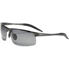 Rimless Men's Polarized Driving Sunglasses Unbreakable Alloy Frame Sport Fishing Glasses - Grey - CS17YS5SLUE $8.56