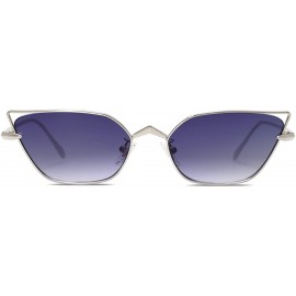 Cat Eye Small Cateye Sunglasses Fox Idea Designer Sunnies FIRE SJ1127 - C4 Silver Frame/Gradient Dark Purple Lens - C4193XWL7...