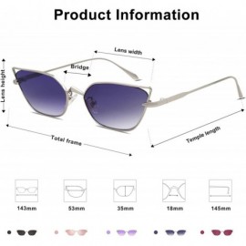 Cat Eye Small Cateye Sunglasses Fox Idea Designer Sunnies FIRE SJ1127 - C4 Silver Frame/Gradient Dark Purple Lens - C4193XWL7...