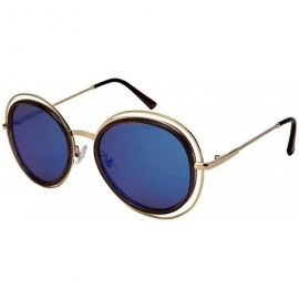 Oval Oval Shaped Cut Out Sunglasses with Flat Colored Mirror Lens 3305-FLREV - Clear Grey+gold - CP1845749KM $20.20